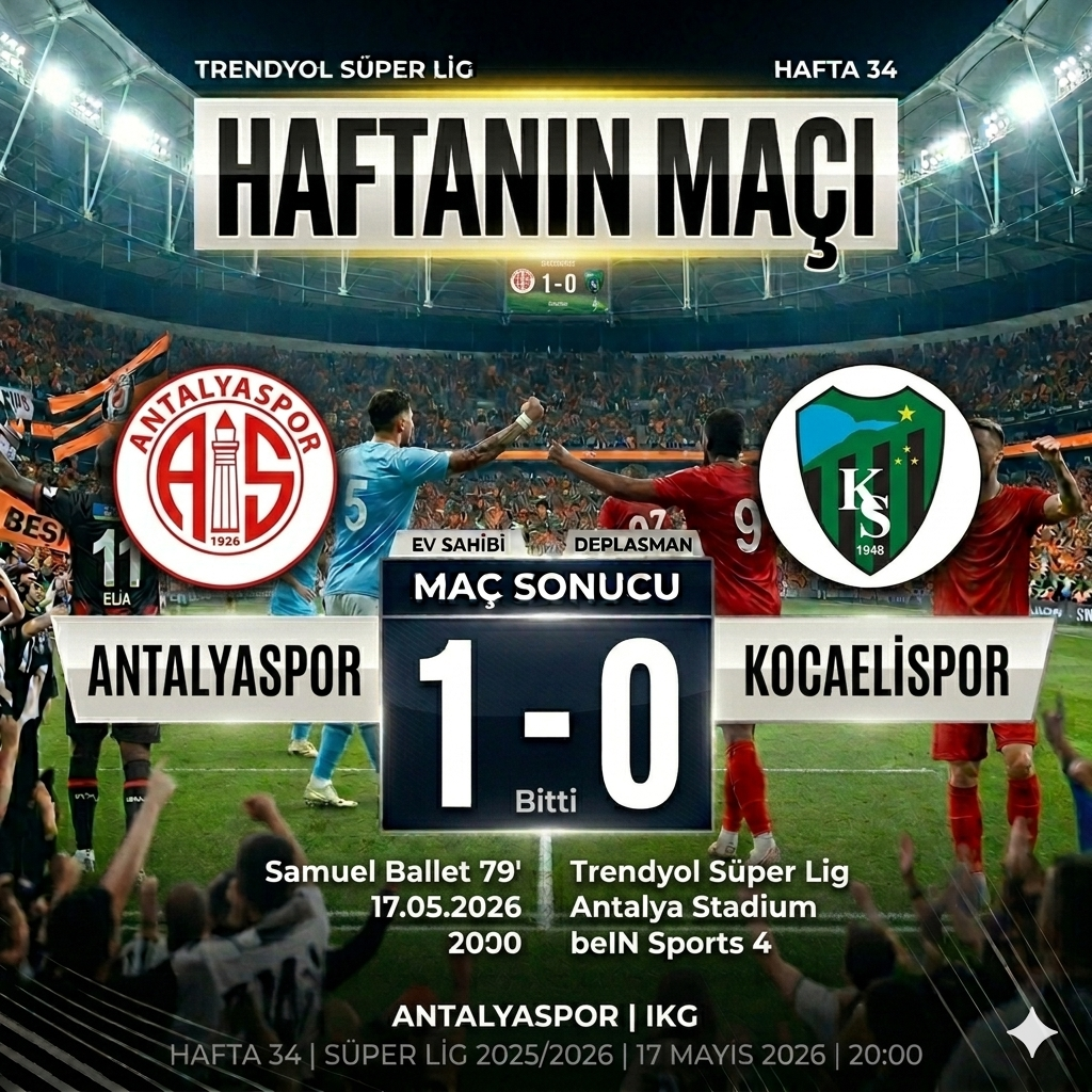 Antalyaspor 1-0 Kocaelispor: Antalya’da Kilit Açıldı, Makus Talih Yenildi!